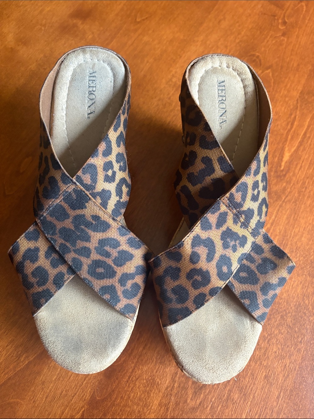 Merona Leopard Print Crisscross Mule Sandals